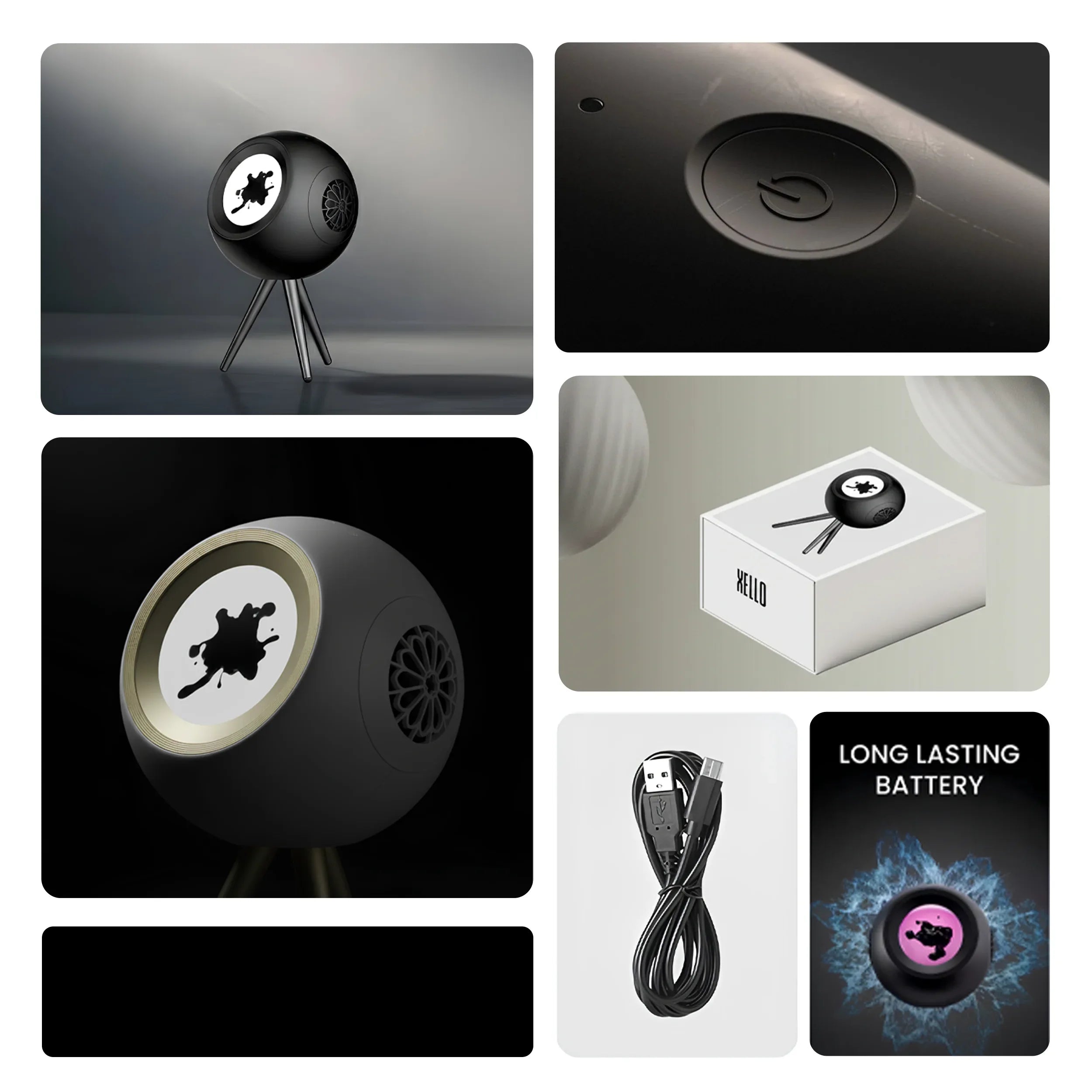 Glowbe ferrofluid speaker with tripod stand and immersive Bluetooth audio